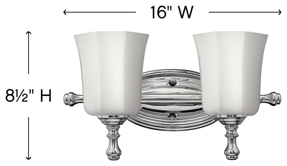 Hinkley Shelly Two Light Vanity, Chrome