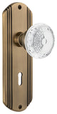 Deco Plate Single Dummy With Keyhole Crystal Meadows Knob, Antique Brass, DECCME