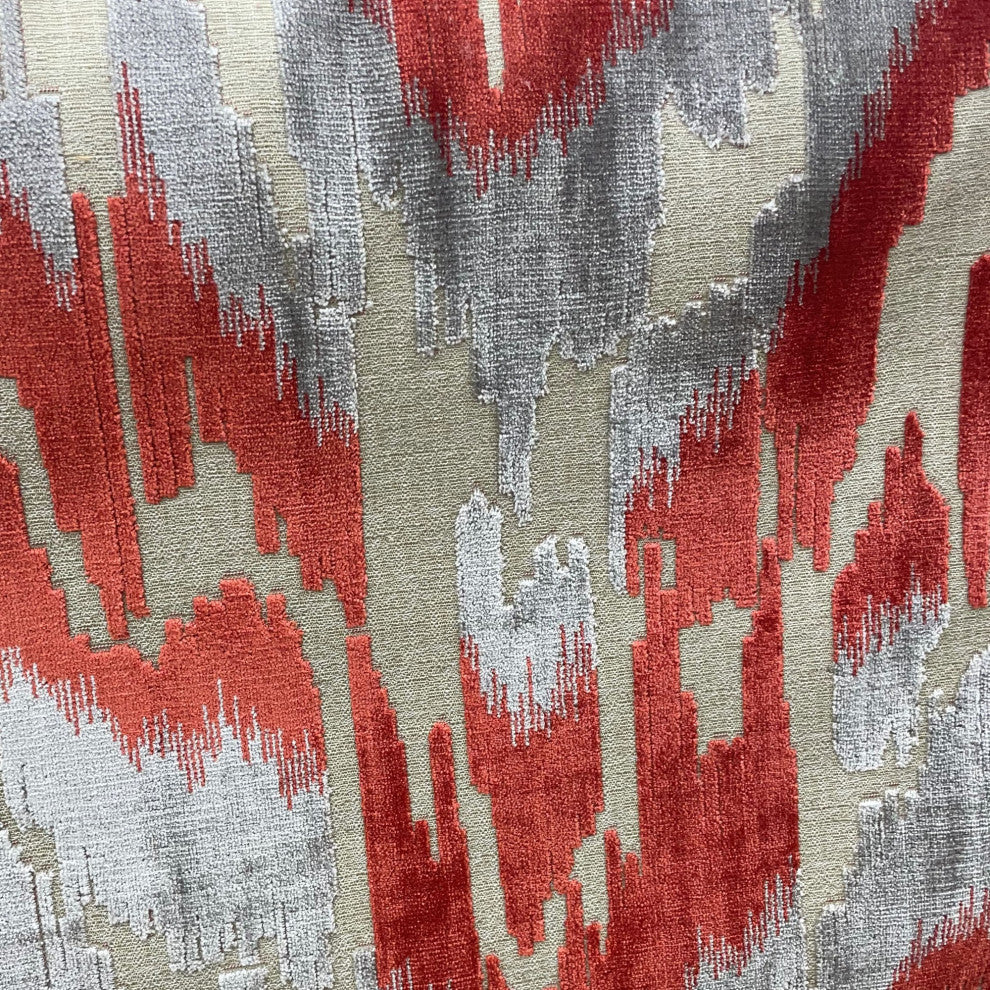 Plutus Velvet Glamour Red, Gray Handmade Luxury Pillow, 12"x20"