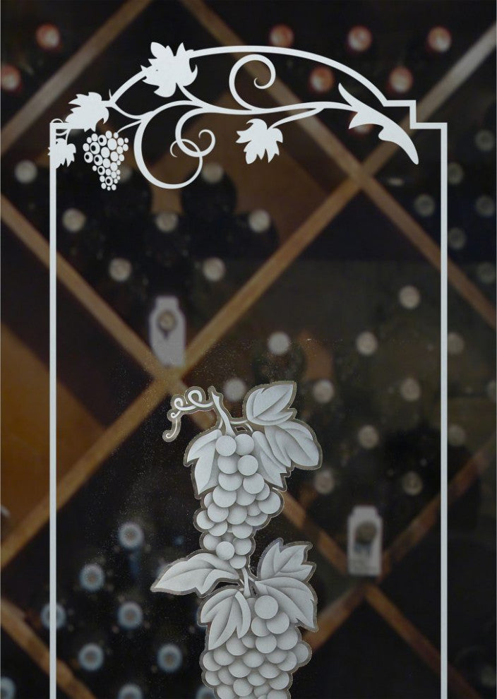 Wine Door - Grapes Strand Grape Ivy - Primed - 32" x 80" - Knob on Left -...