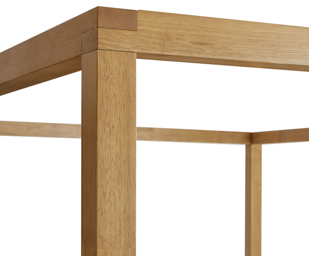 Alva King Wood Canopy Platform Bed, Oak