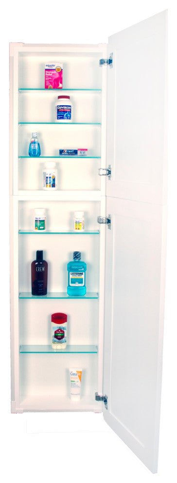 Fruitville Shaker Style Frameless Recessed Wood Pantry Cabinet, 14x56, White Enamel