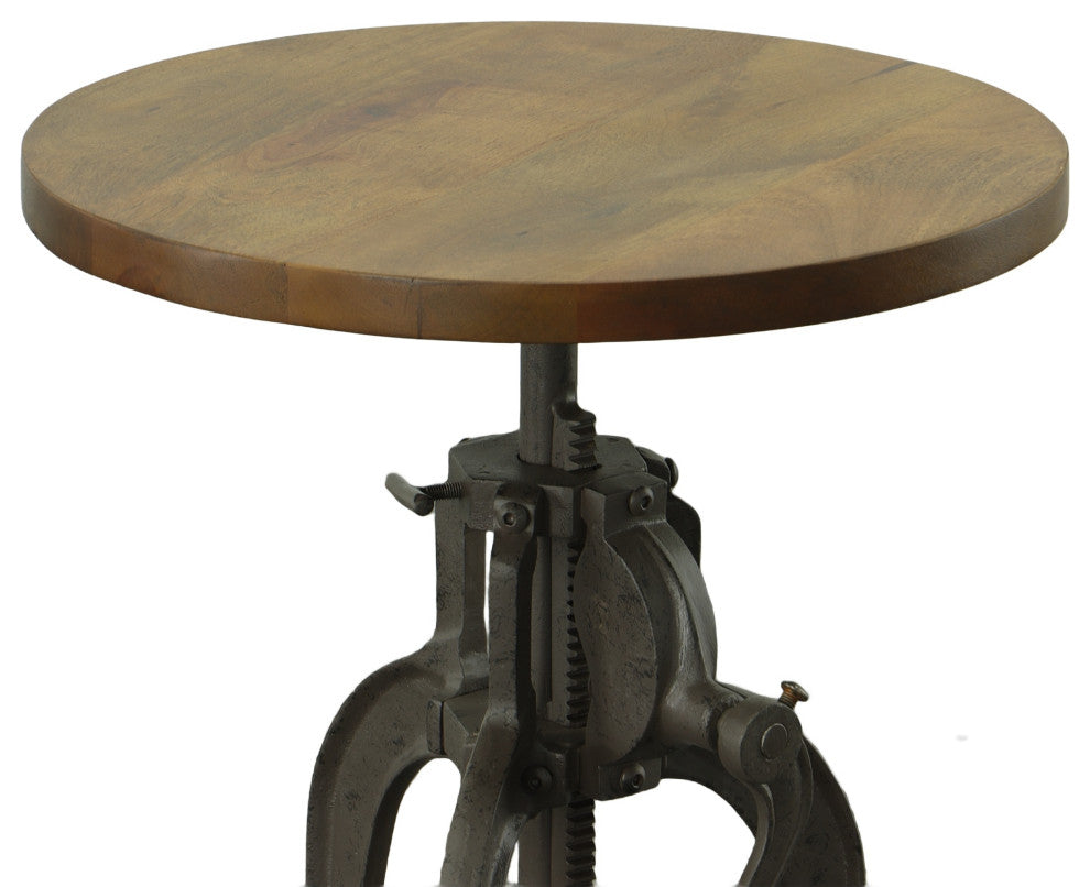 Regan Adjustable Crank Accent Table, Harvest Oak/Industrial