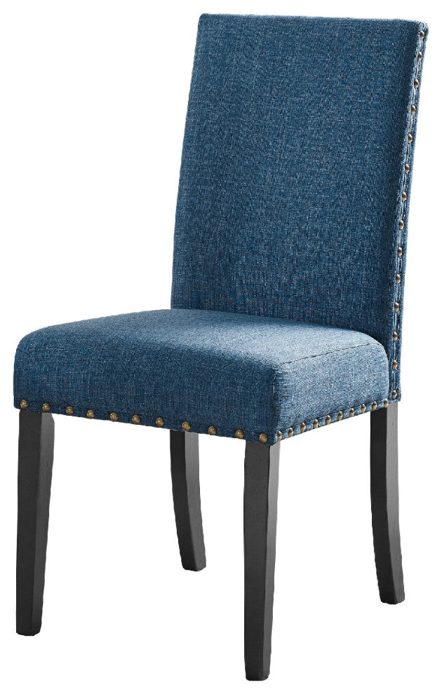 Benzara BM272079 38" Dining Chair With Nailhead Trim, Set of 2, Blue