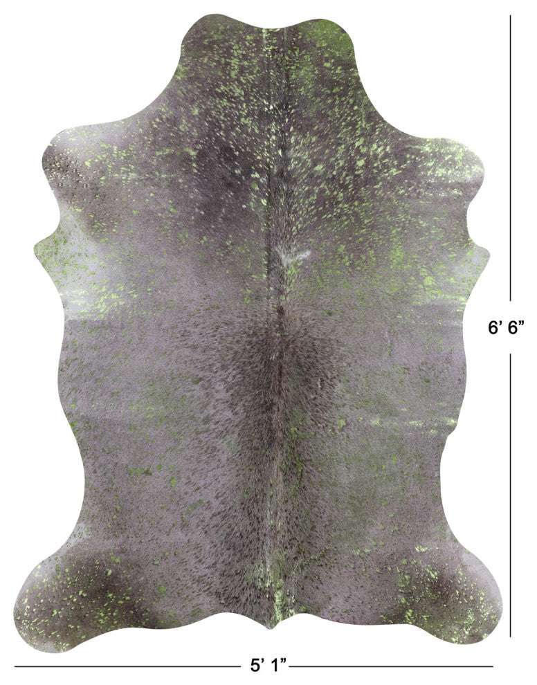 Green Metallic Cowhide Rug 6' 6" X 5' 1" C2119