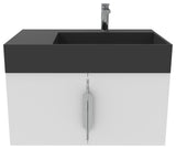 CastelloUSA Amazon 30" Right Wall Mounted Bathroom Vanity Set, White, Black Top, Brushed Nickel