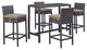 Modway Convene 5 Piece Outdoor Patio Pub Set, Espresso Mocha