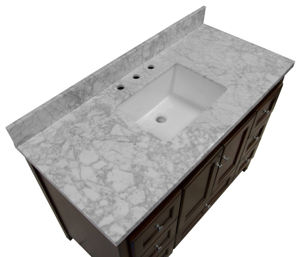 Abbey 48" Bathroom Vanity, Chocolate, Carrara Marble