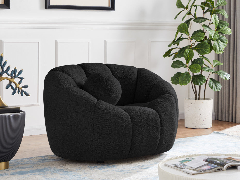 Elijah Boucle Fabric Upholstered Chair, Black