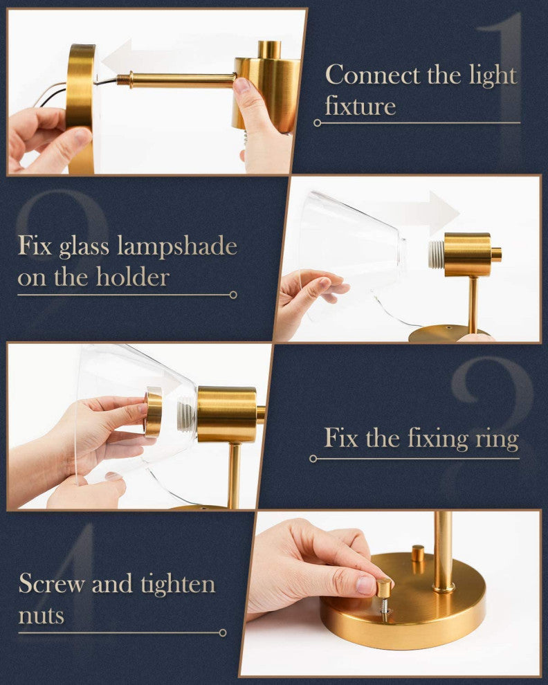 2 Light Modern Wall Lights Bathroom Vanity Wall Light Fixture With Glass Shade