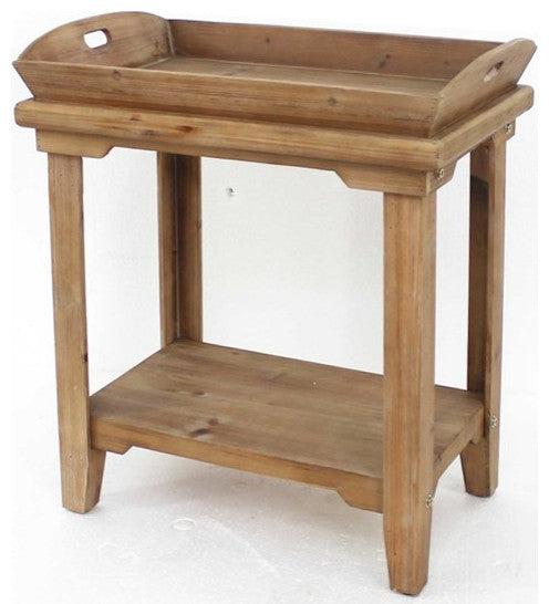 HomeRoots 18" x 23" x 18" Natural, Rustic, Wooden - Table With Serving Tray Top