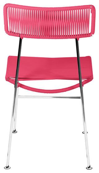 Hapi Indoor/Outdoor Handmade Dining Chair, Pink on Chrome