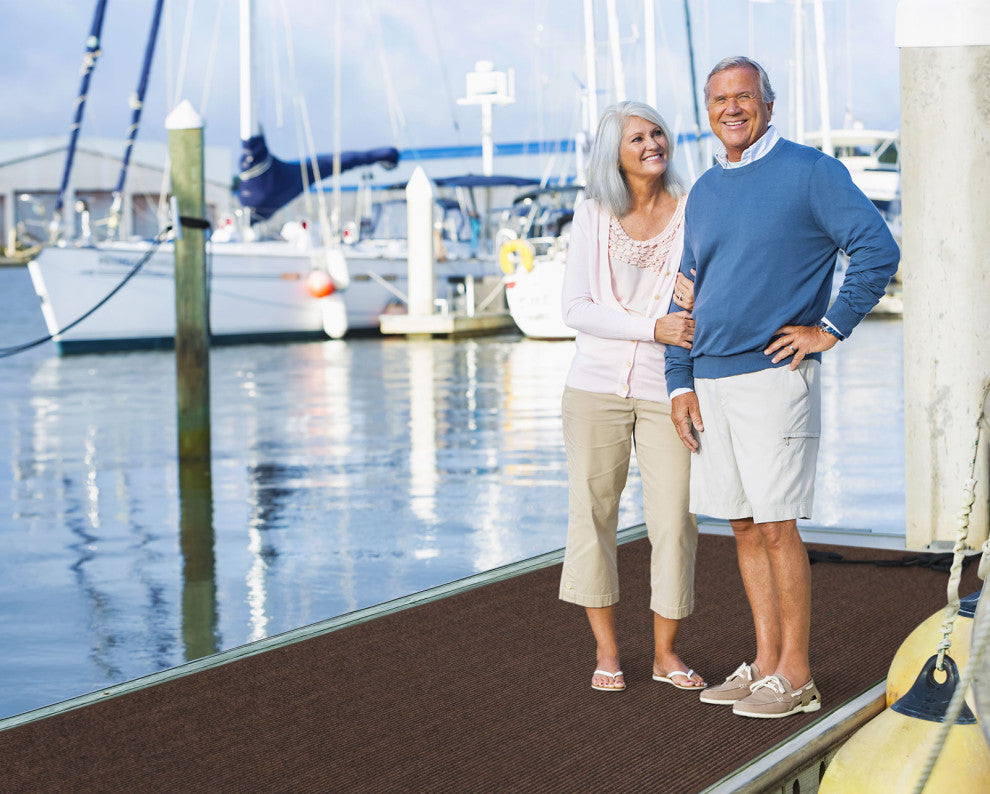 Indoor Outdoor Double-Ribbed Runner WithSkid-Resistant Back Brown, 3' x 20'