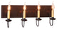 4 Arm Vanity Light, Hartford Black Over Red