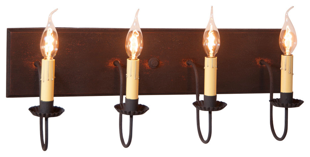 4 Arm Vanity Light, Hartford Black Over Red
