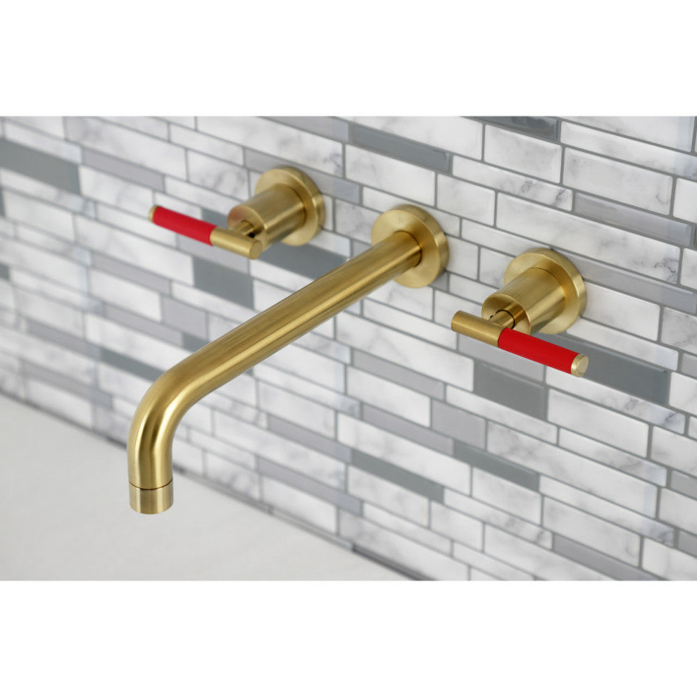 KS8027CKL Two-Handle Wall Mount Tub Faucet, Brushed Brass