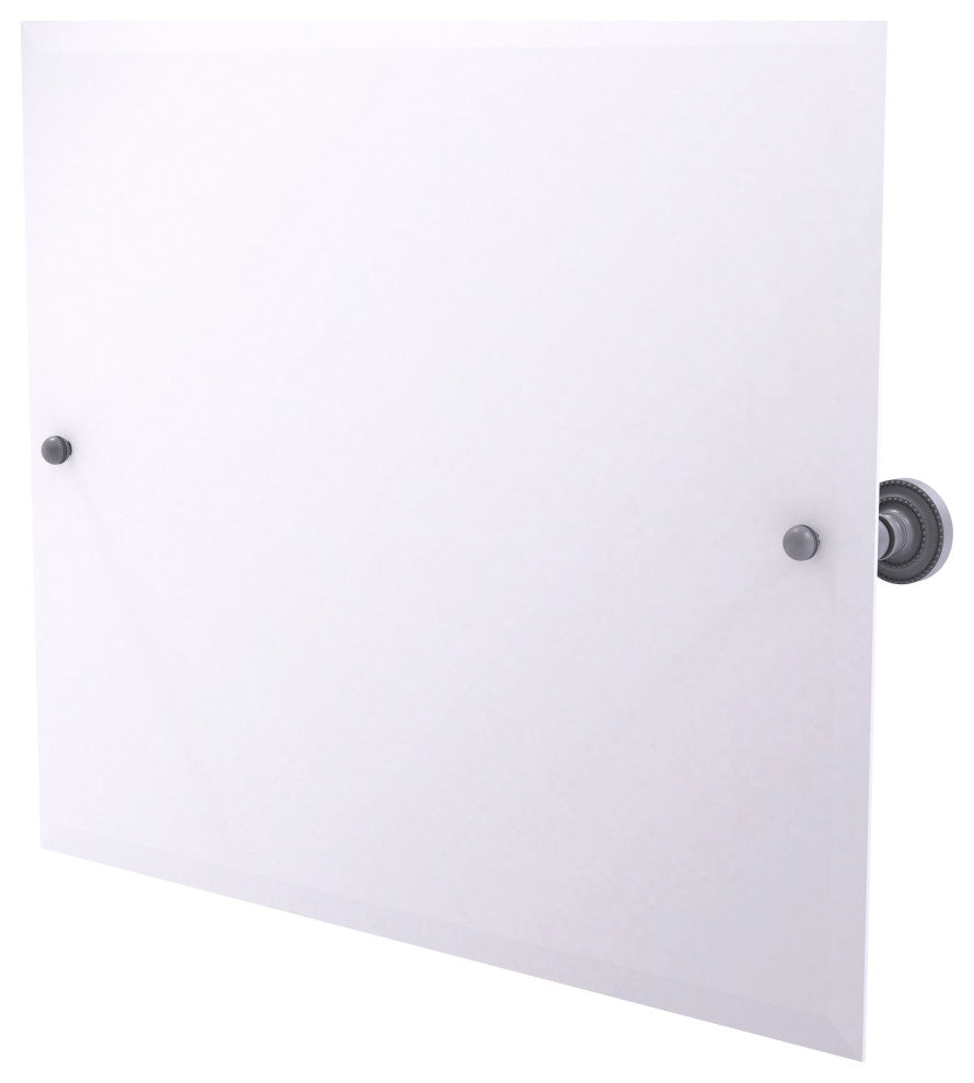 Frameless Landscape Tilt Mirror with Beveled Edge, Matte Gray