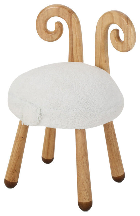 Arlene Stoolimals Collection, Faux Fur Sheep Stool, White, Natural