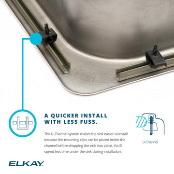 Elkay LRAD171660 Lustertone 17" Drop In Single Basin Stainless - 2 Faucet Holes