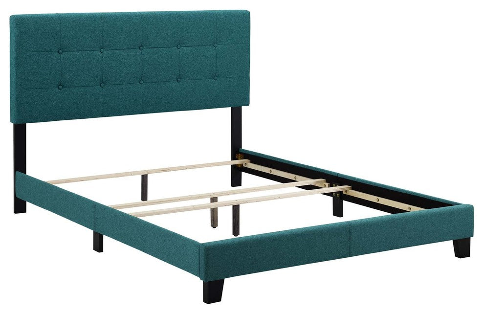 Amira Full Upholstered Fabric Bed, Teal