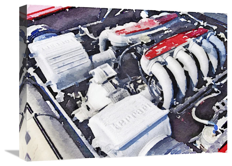 "Ferrari 512 TR Testarossa Engine Watercolor" Fine Art Print