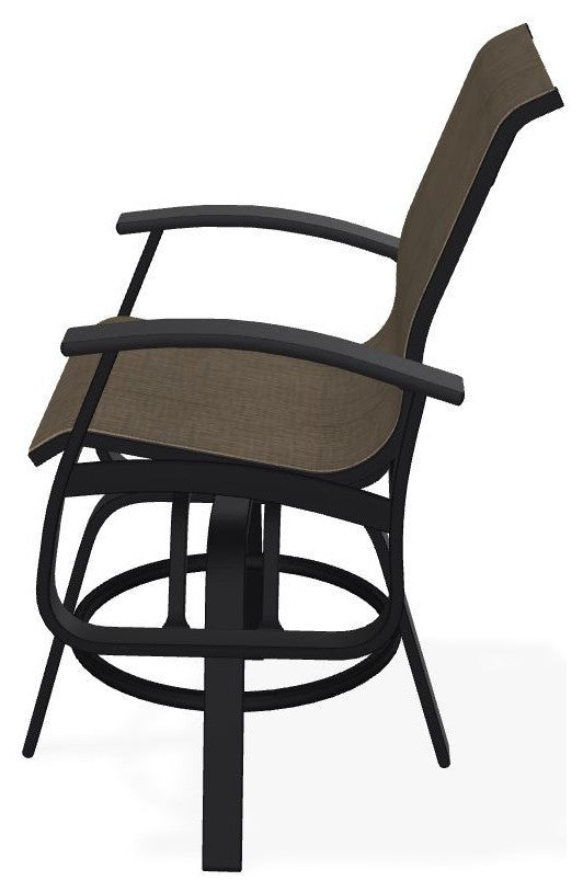 Belle Isle Sling Balcony Height Outdoor Swivel Chair, Kora/Black