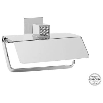Skip Diamond Toilet Paper Holder With Lid, Swarovski Crystal, Chrome