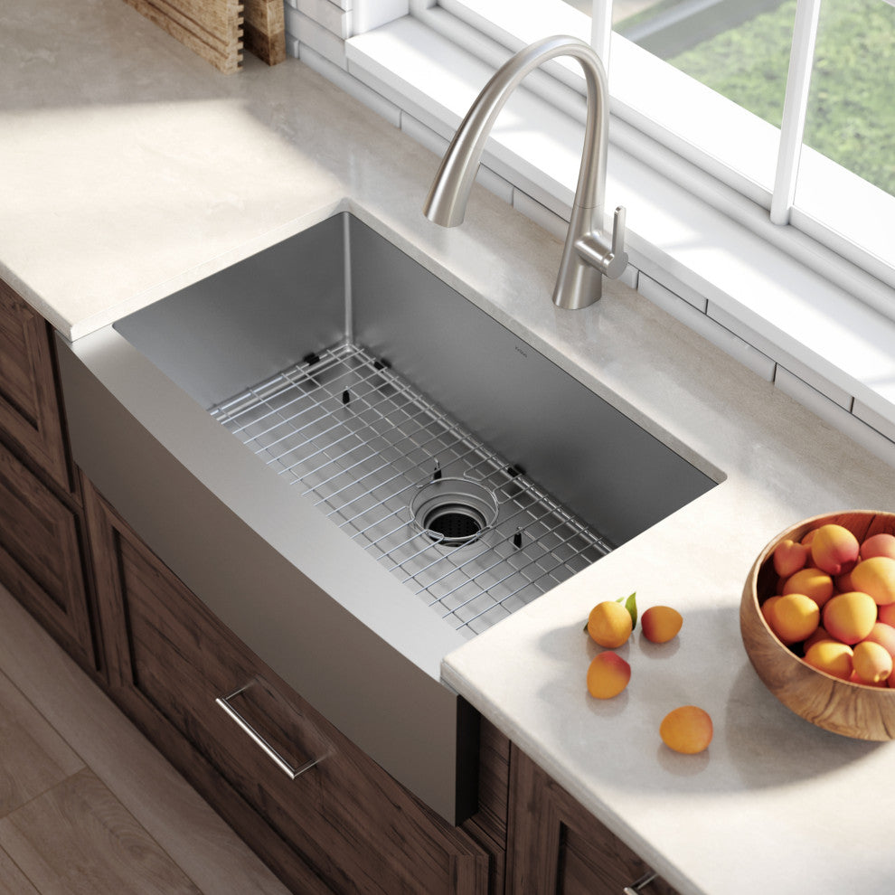 Standart PRO 33" Farmhouse Stainless Steel Kitchen Sink, Garbage Disposal