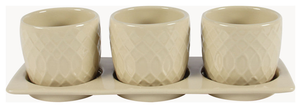 Dahlia Planter Set with Disk, Cream