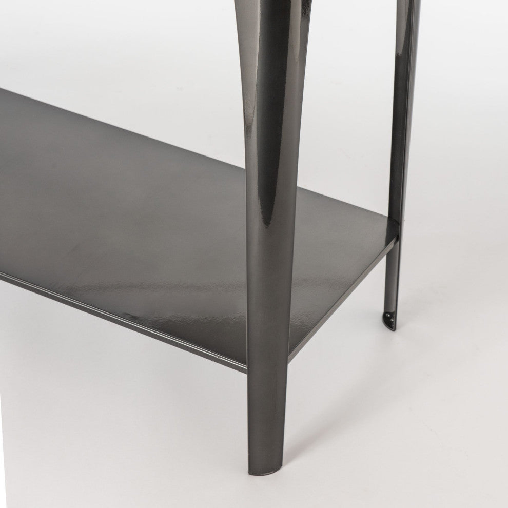 Cove Marble Top Console Table Ink Finish