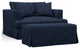 Slipcover Only For 52" Wide Chair & Half With Ottoman, 2 Pillow Covers,Navy Blue