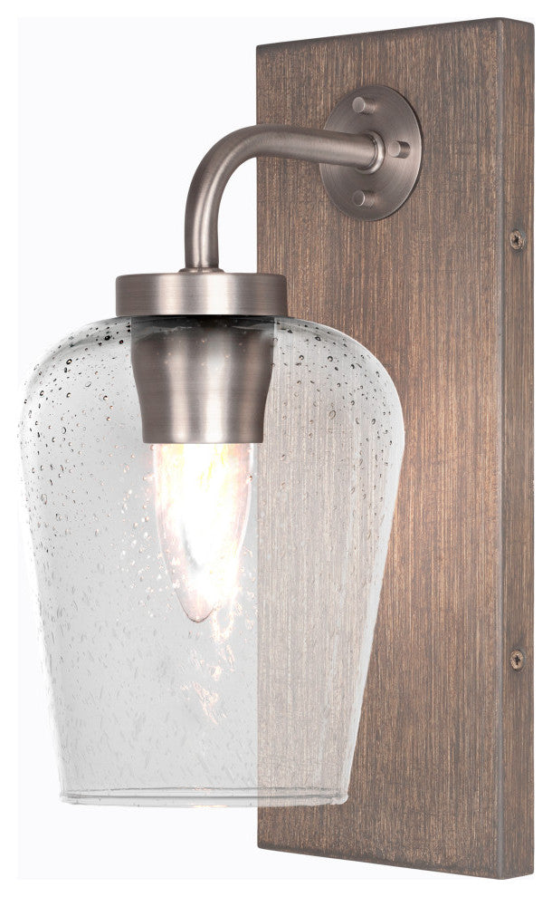 Oxbridge Wall Sconce, Graphite & Painted Distressed Metal, 5" Clear Bubble