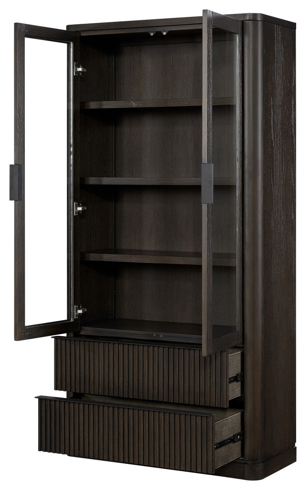 Contemporary Style, Wood Dining Display Cabinet, Dark Chocolate