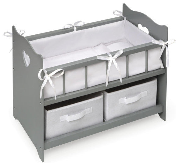 Doll Crib With Two Baskets, Executive Gray