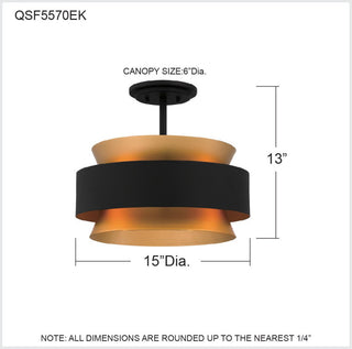 Quoizel QSF5570 3 Light 15"W Semi-Flush Ceiling Fixture - Earth Black