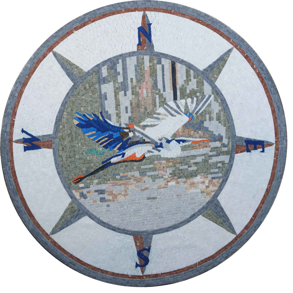 Flying Heron - Mosaic Medallion