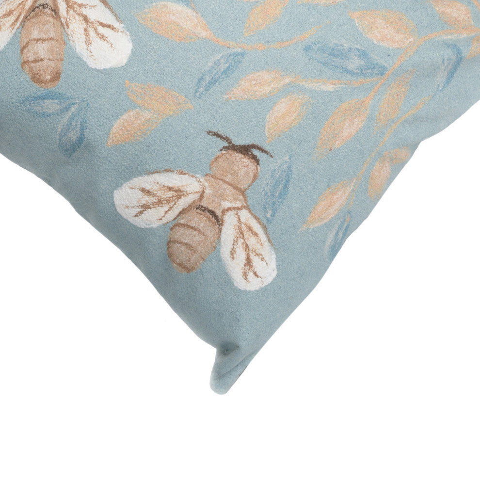 Visions III Bees Indoor/Outdoor Pillow, Aqua, 20" Square