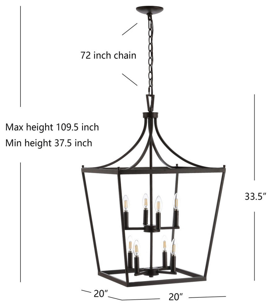 Safavieh Vallor 8 Light Pendant Oil Rubbed Bronze, Black