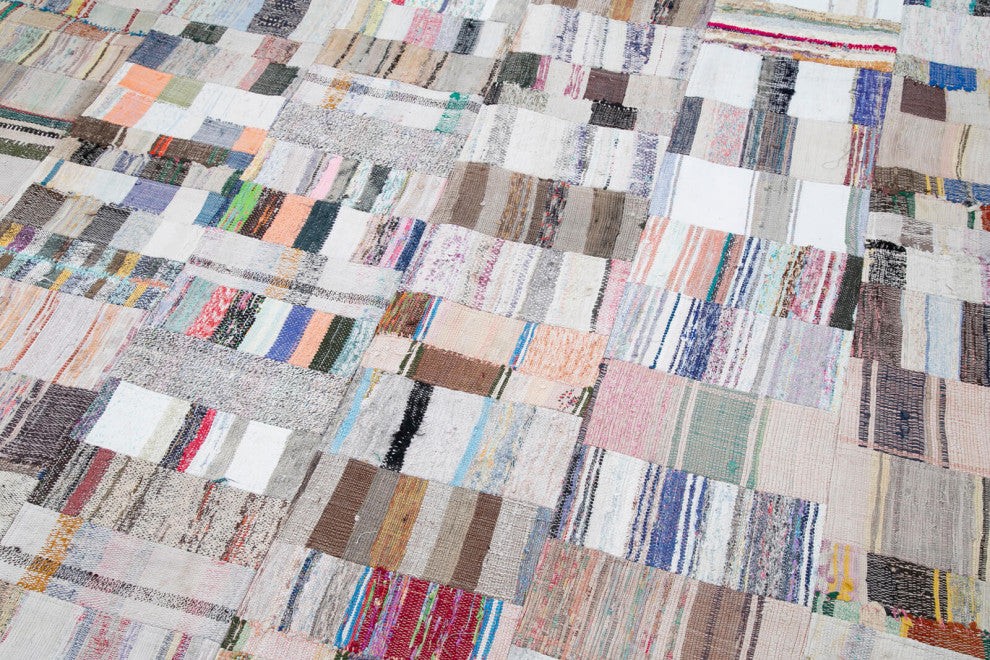 Rug N Carpet - Handmade Oriental 9' 3'' x 13' 0'' Rustic Patchwork Kilim Rug