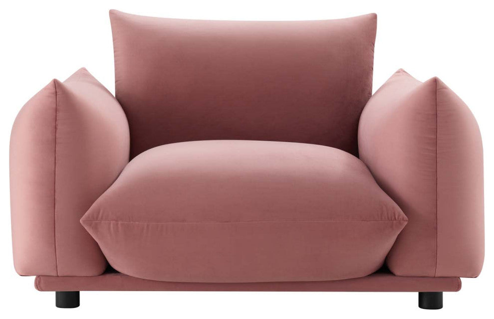Armchair Accent Chair, Velvet, Pink, Modern, Living Lounge Hotel Hospitality