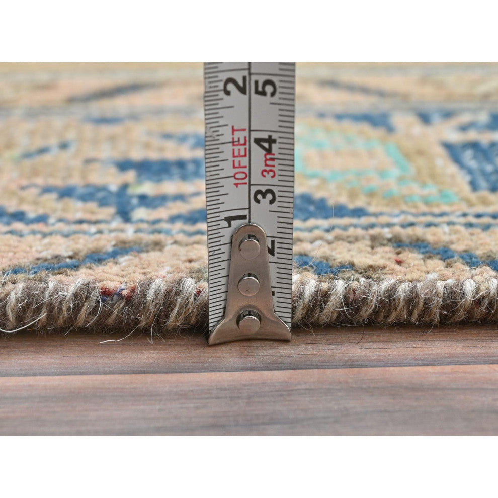 Mocha Brown Vintage Persian Serab Hand Knotted Pure Wool Runner Rug, 3'3"x9'9"