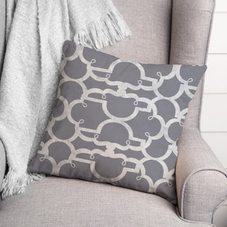 Gray Distressed Quatrefoil 18x18 Spun Poly Pillow