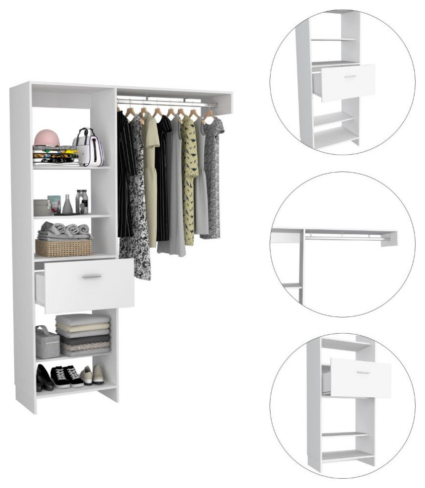 DEPOT E-SHOP Dynamic 150 Closet System, White
