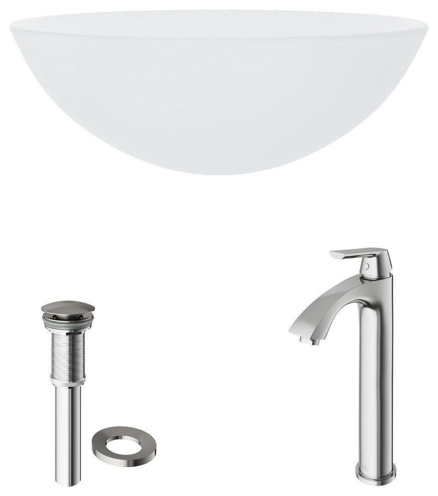 Giovanni 17"L x 17"W Glass Vessel Sink and Linus 12"H Faucet Set