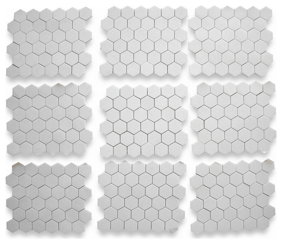 Thassos White Marble Hexagon Mosaic Tile 2 inch Honed, 1 sheet