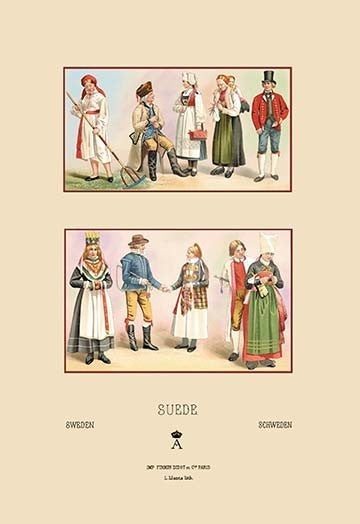Peasant Fashions of Sweden and Norway - Gallery Wrapped Canvas Art 28" x 42"