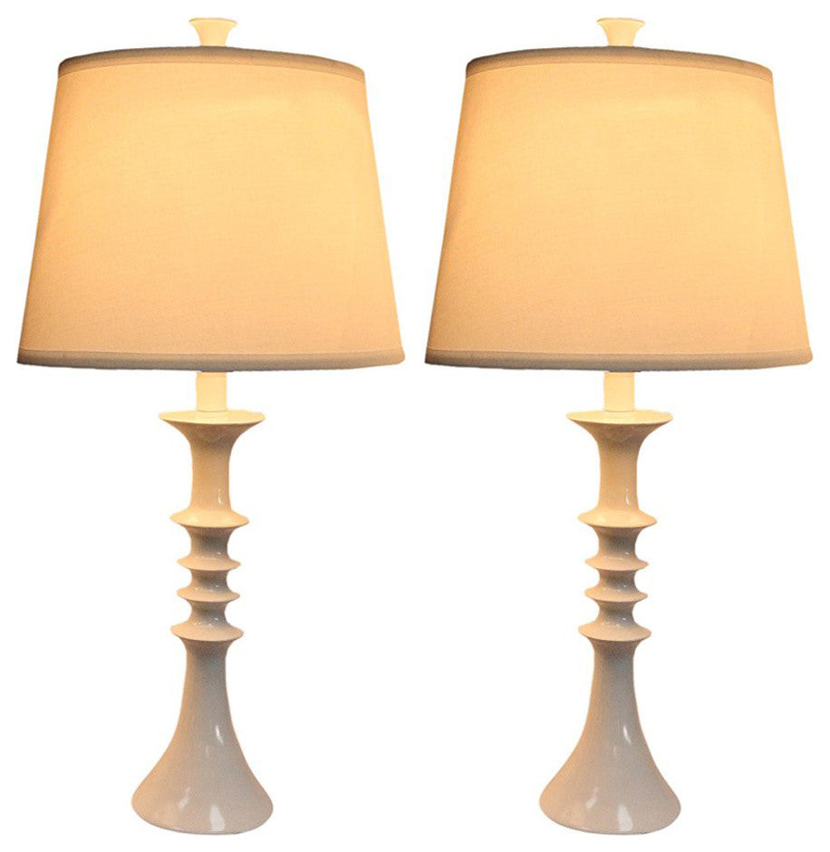 Marcato Table Lamps, Glossy White, Set of 2