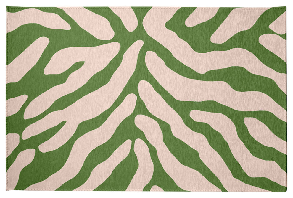 Animal Stripe Spring Chenille Rug, Light Olive, 2'x3'