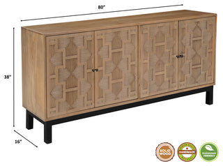 Ethan 4-door Carved Solid Wood Sideboard