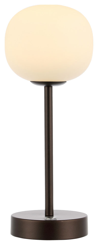 12.25" Modern Minimalist Iron Rechargeable Integrated LED Table Lamp, Black